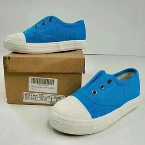 Hawkwell Boy's Casual Fashion Blue/White Slip On Canvas Sneakers Shoes 4/9/9.5